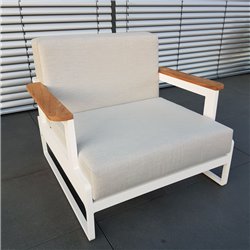 ICM garden lounge lounge lounge Sillón Cassis de teca de aluminio blanco de 1 plaza ICM garden lounge lounge lounge Sillón Cassis de teca de aluminio blanco de 1 plaza
