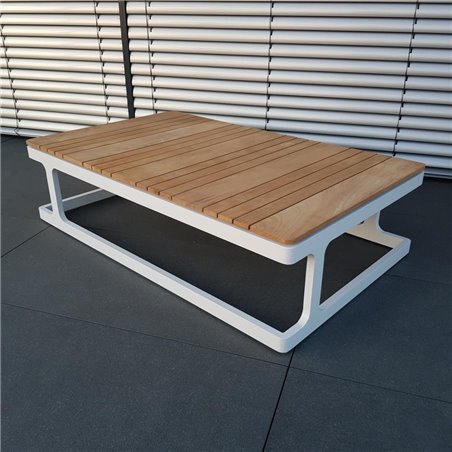 ICM mesa de jardín mesa de salón muebles de jardín Cassis aluminio teca mesa grande blanca ICM mesa de jardín mesa de salón muebles de jardín Cassis aluminio teca mesa grande blanca