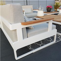 ICM garden lounge muebles de jardín aluminio Cassis aluminio teca reposabrazos blanco ICM garden lounge muebles de jardín aluminio Cassis aluminio teca reposabrazos blanco