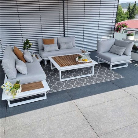 garden lounge garden furniture lounge set Cannes aluminium Teak white Lounge module set