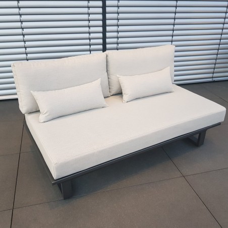 ICM garden lounge lounge furniture Módulo de sofá de 2 plazas de aluminio antracita Menton ICM garden lounge lounge furniture Módulo de sofá de 2 plazas de aluminio antracita Menton