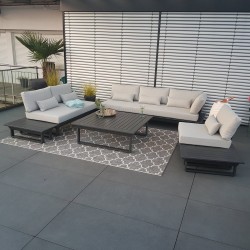 Muebles de exterior de salón de jardín ICM Muebles de salón de aluminio antracita Menton módulo alu modular exclusivo Muebles de exterior de salón de jardín ICM Muebles de salón de aluminio antracita Menton módulo alu modular exclusivo