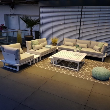 Gartenlounge Gartenmöbel  Lounge Set Menton Aluminium weiß Lounge Modul exclusiv luxus