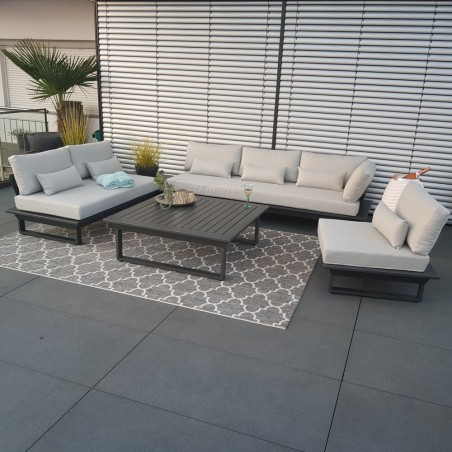 Salon de jardin Mobilier de jardin St.Tropez Aluminium anthracite module d'angle rond luxe exclusif extérieur alu Salon de jardin Mobilier de jardin St.Tropez Aluminium anthracite module d'angle rond luxe exclusif extérieur alu