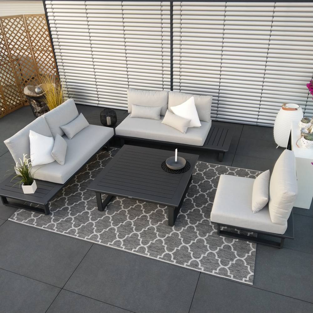 ICM garden lounge muebles de exterior Grenoble módulo de aluminio antracita conjunto de lujo muebles de jardín
