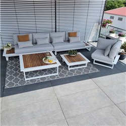 Salón de jardín Set Cannes blanco teca Salón de jardín Set Cannes blanco teca