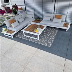 Salon de jardin Set Cannes Blanc Teek Salon de jardin Set Cannes Blanc Teek