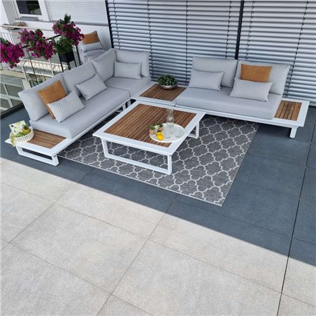 Salón de jardín Set Cannes blanco teca Salón de jardín Set Cannes blanco teca