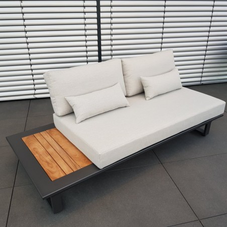 Muebles de salón de jardín ICM Cannes aluminio Teca antracita 2 plazas Muebles de salón de jardín ICM Cannes aluminio Teca antracita 2 plazas