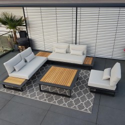 ICM garden lounge garden furniture aluminium Cannes aluminium Teak anthracite Lounge module set ICM garden lounge garden furniture aluminium Cannes aluminium Teak anthracite Lounge module set